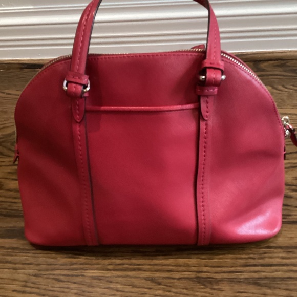 Red leather coach purse with handle and shoulder strap - Picture 2 of 3
